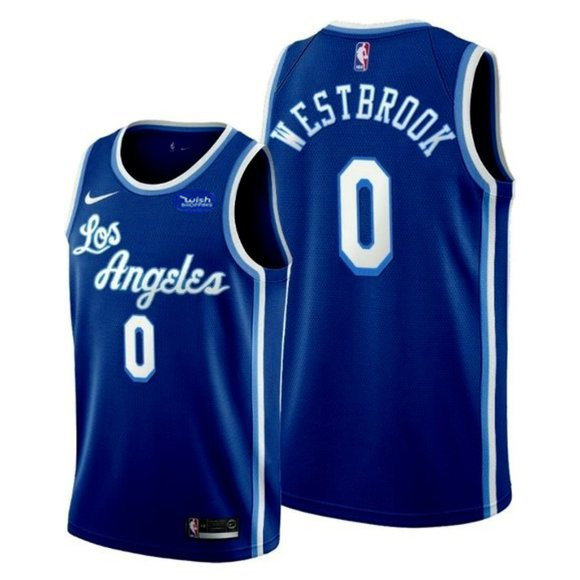 Men's Los Angeles Lakers #0 Russell Westbrook Blue Stitched Basketball Jersey